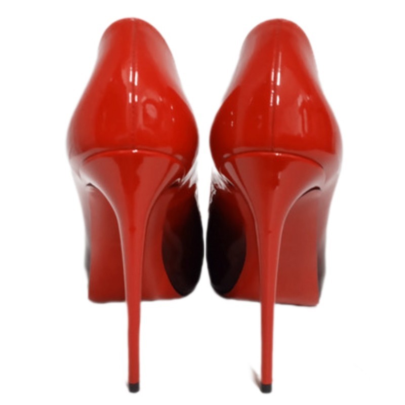 Christian Louboutin Red Black Open Toe Patent Leather Pumps Size 36 With Box