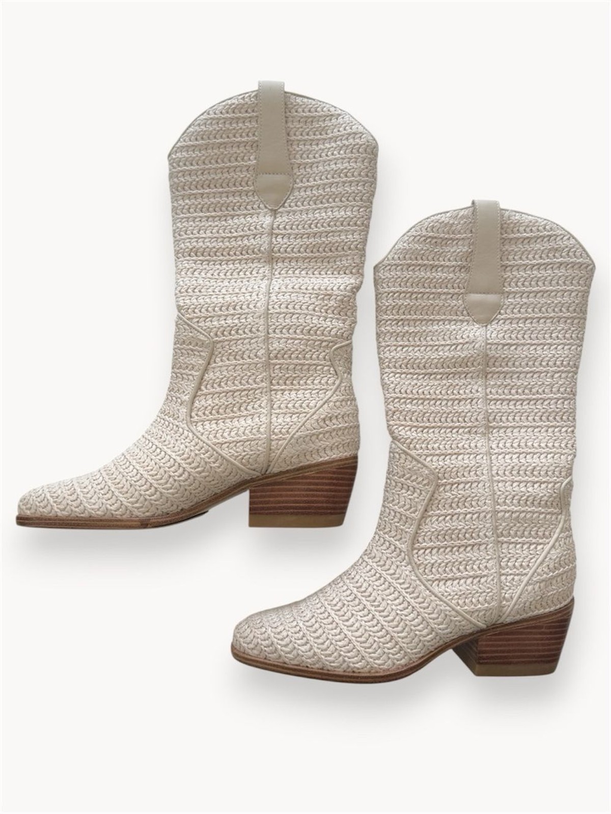 MIA Cream Knit Western Mid-Calf Boots