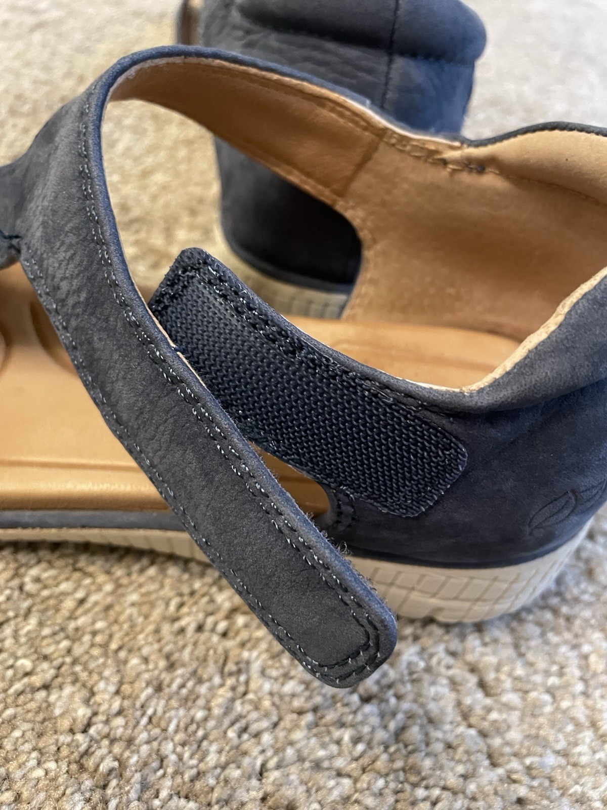 Nurture By Lamaze Leather Wedge Sandals In Navy Blue Size 6.5 M Comfortable