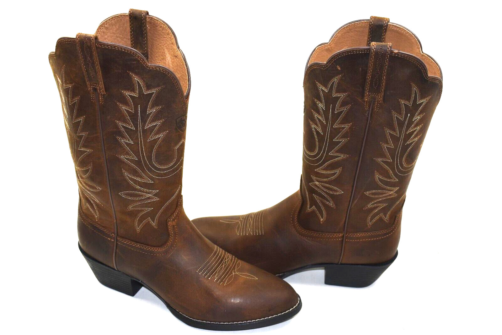 Ariat WOMEN’S 7 B Heritage Western ROUND Toe Boot Distressed Brown 10001021