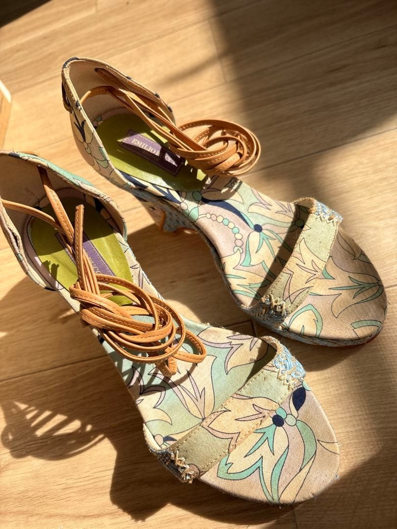 EMILIO PUCCI sandals blue heel lace-up wedge sole Summer resort-inspired fashion