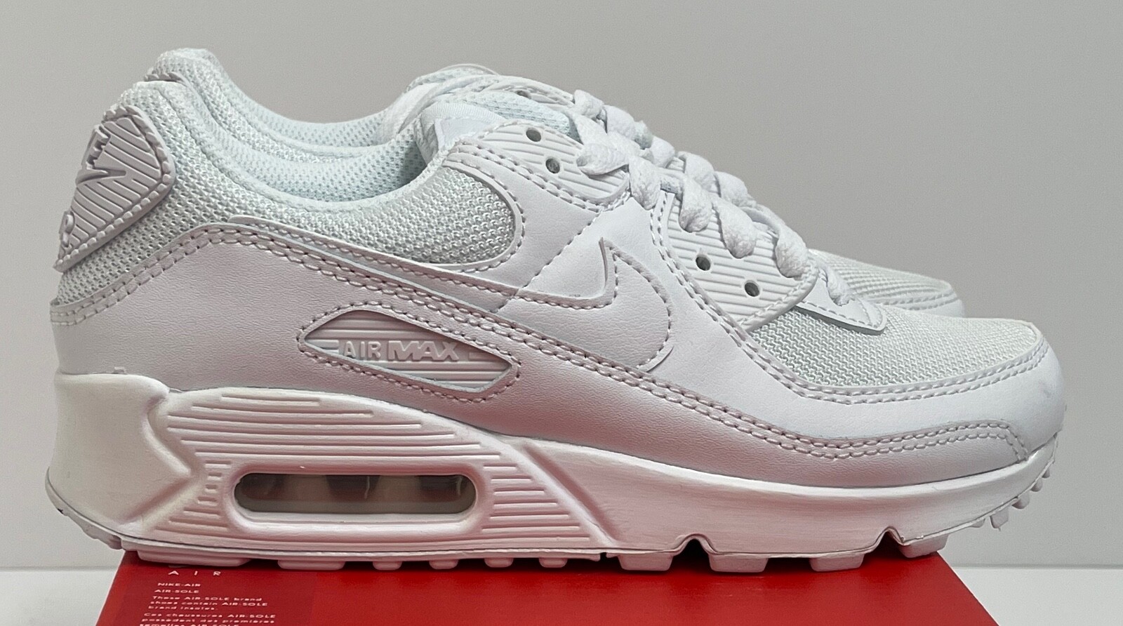 Nike Air Max 90 CQ2560 100 Triple White Women’s Sneakers WOMEN SIZE 5 MEN 3.5