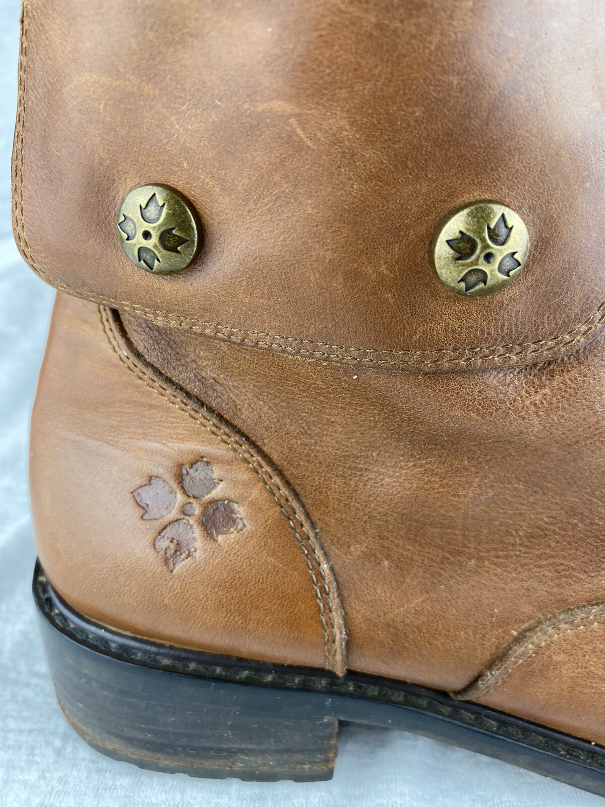 Patricia Nash Womens Lia Fold Over Lace-Up Combat Boot Brown Leather Size 10 Y2K