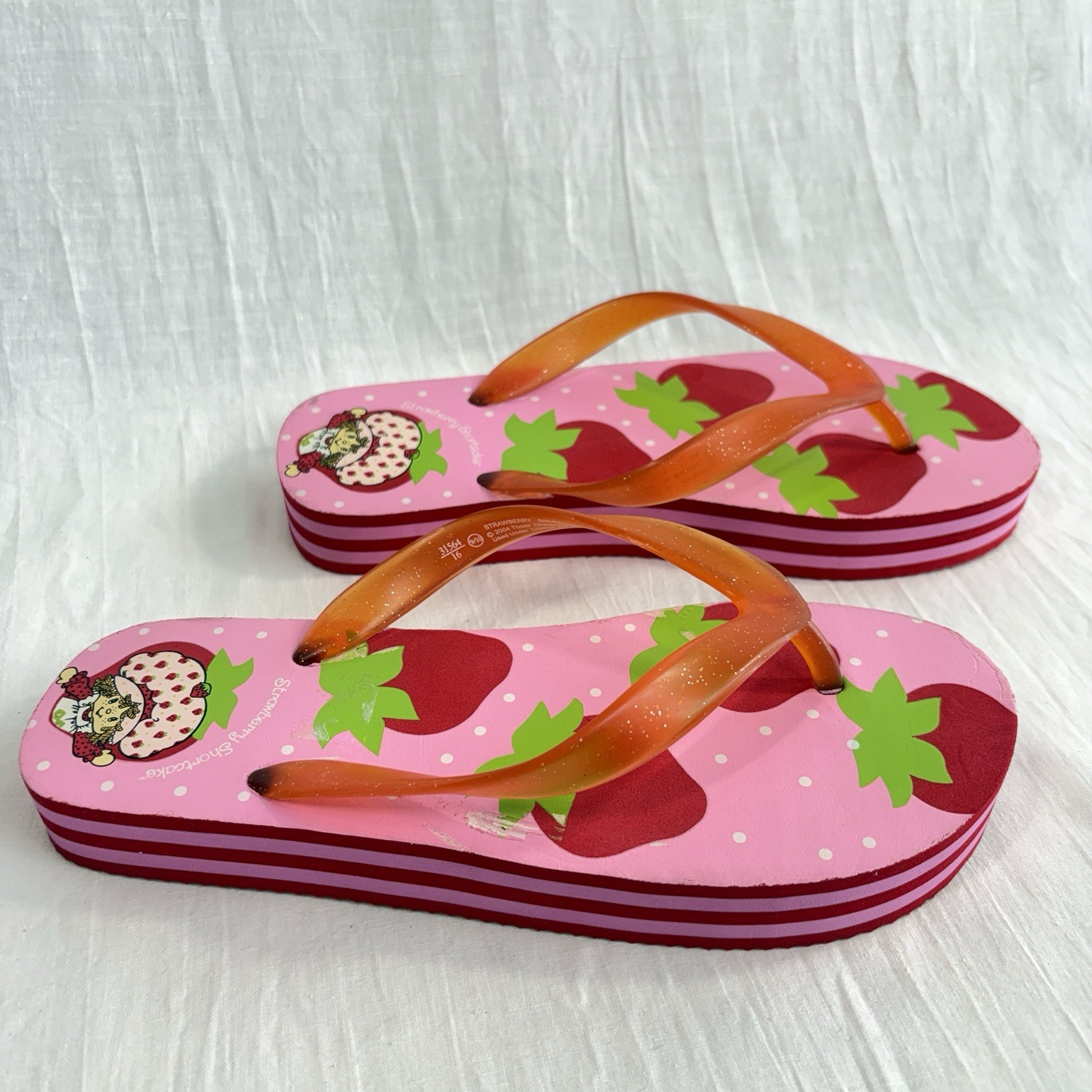 Vintage 2004 Strawberry Shortcake Flip Flops New Size M9/10