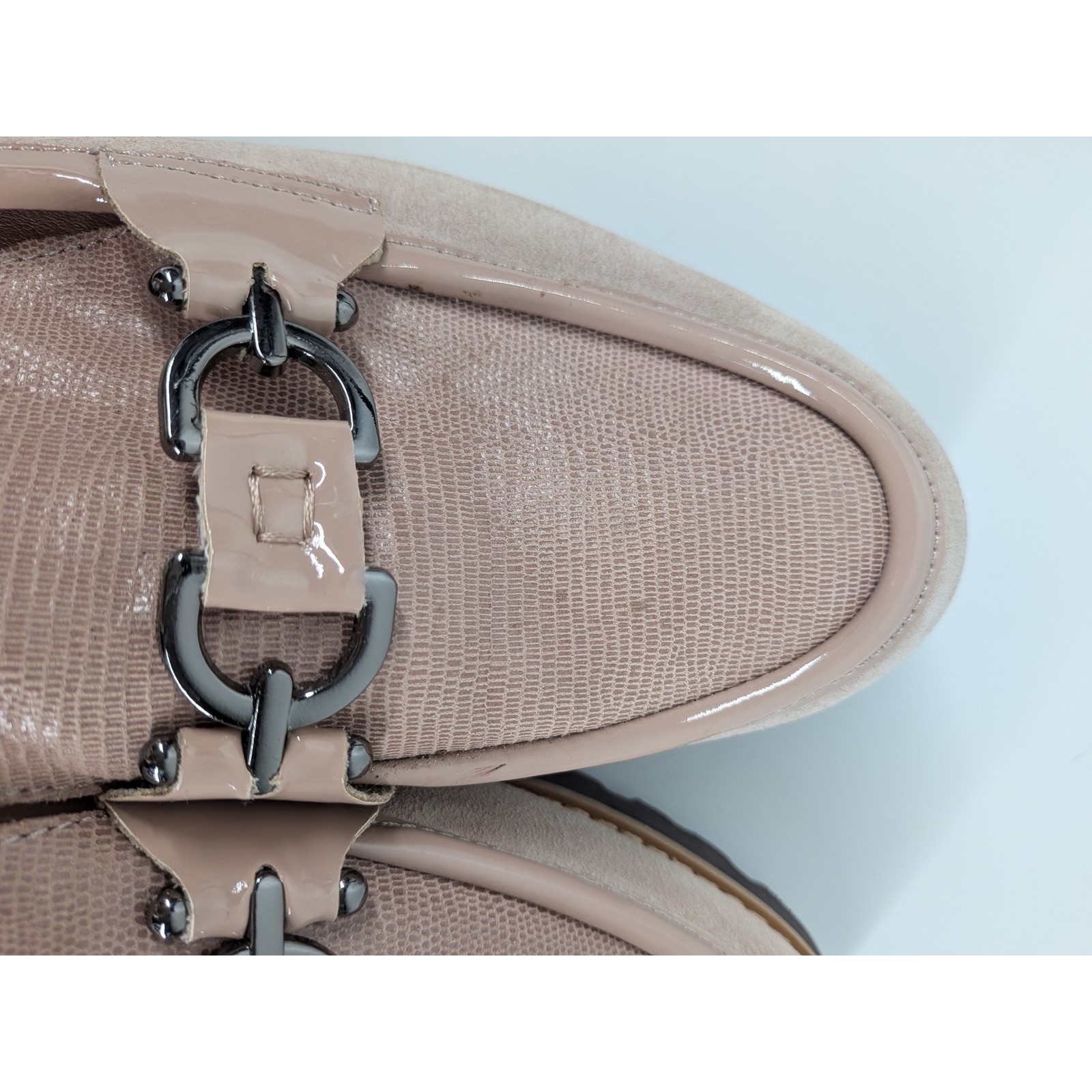 Donald Pliner HPCLIOCS Blush Pink Leather Suede Bit Loafers Lug Sole Womens 9.5M
