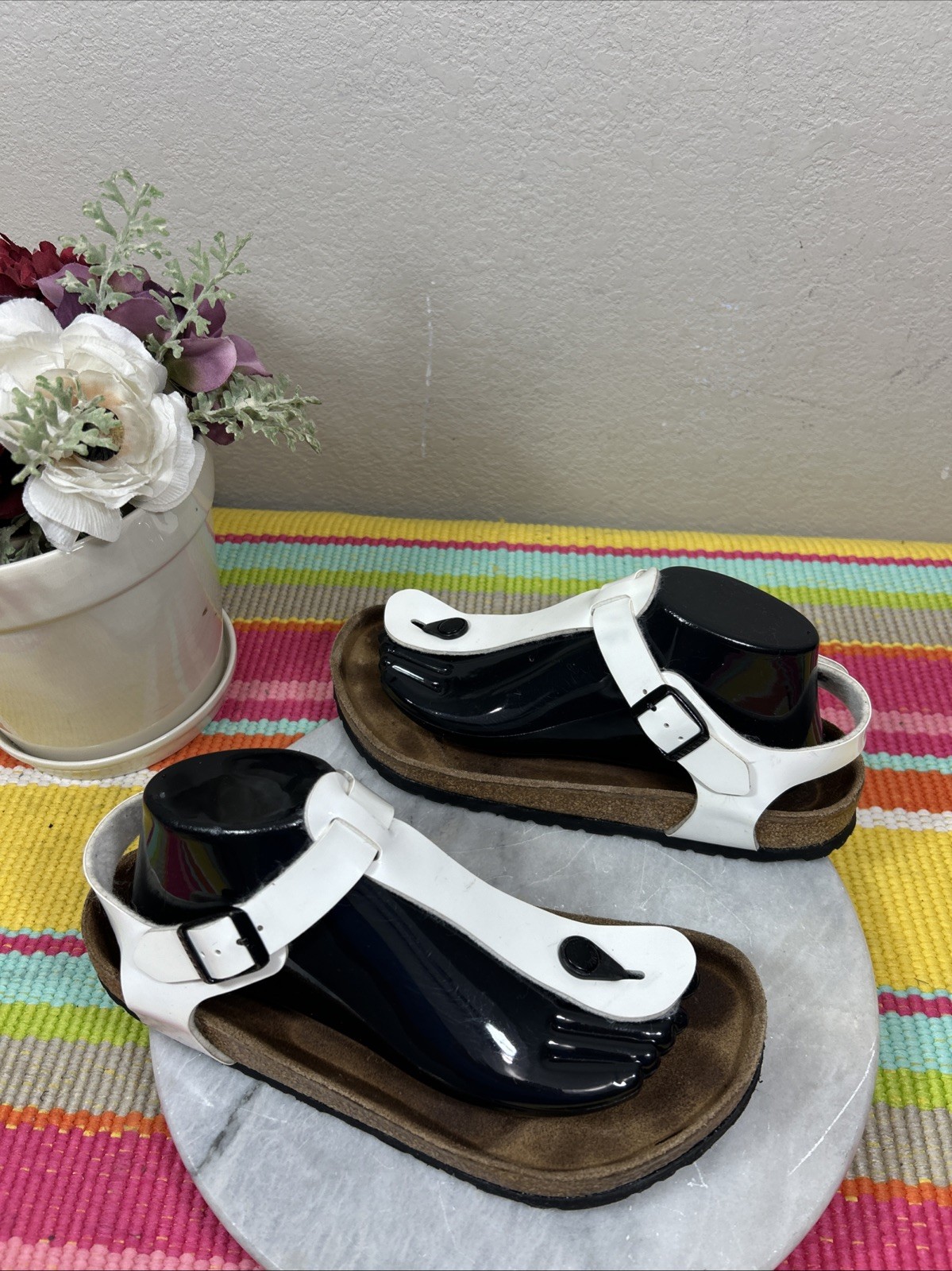 Birkenstock Gizeh White Kairo Thong T Straps Sandals Women’s Size EU 39 US 8/8.5