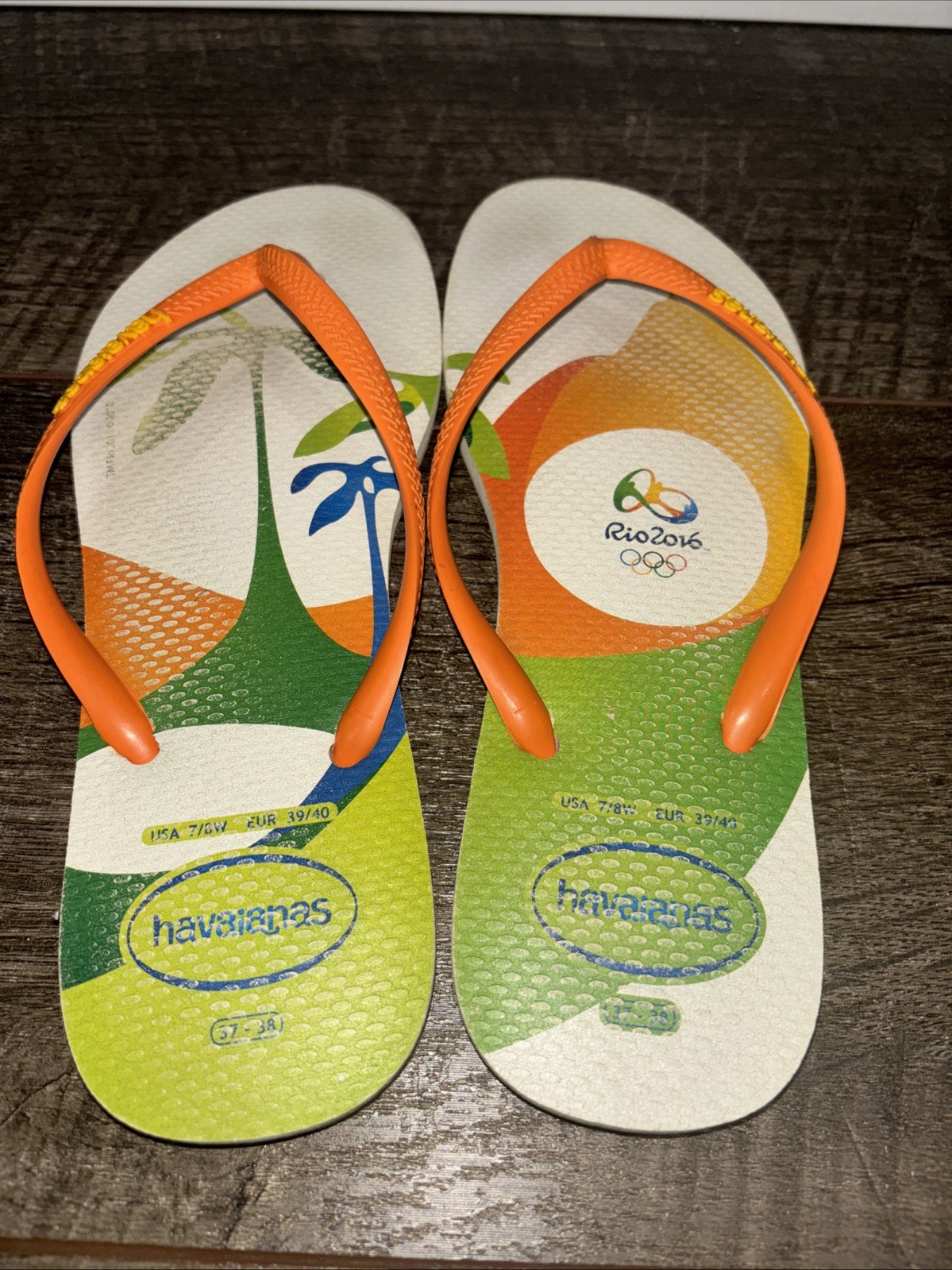 HAVAIANAS Rio 2016 Women’s 37/38 Olympics Flip Flops Slim Thongs collectible