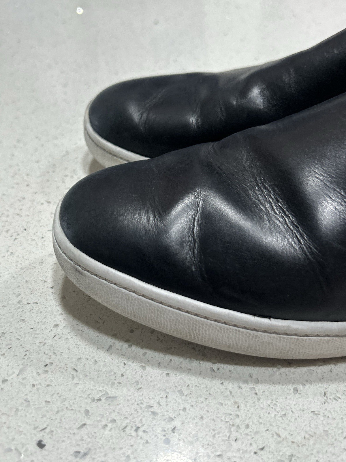 Vince Leather Slip-OnShoes – Black – Size Not Marked