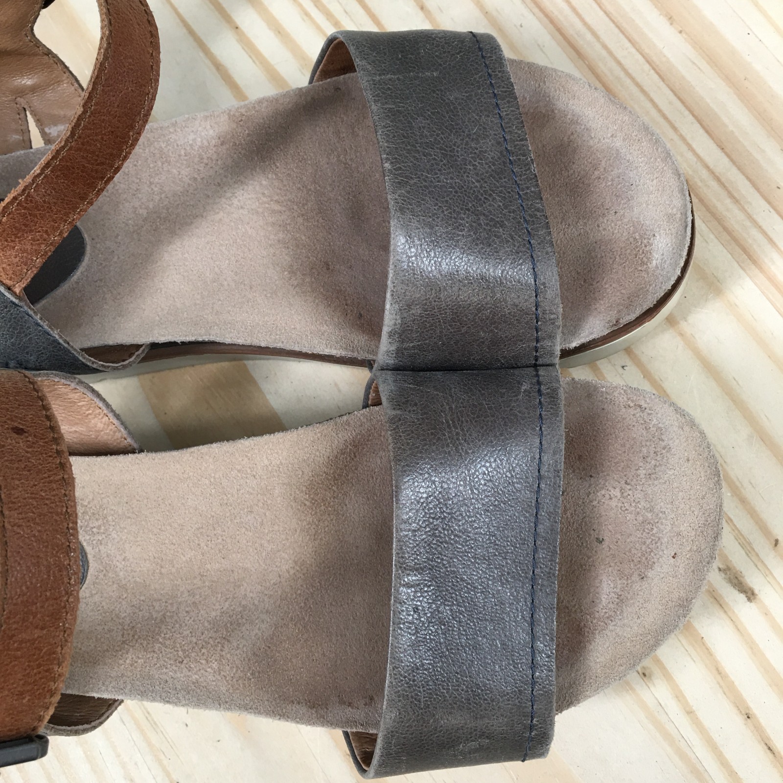 Josef Seibel Clea 01 Sandals Womens 38 Platform Ankle Strap Wedge Brown Gray