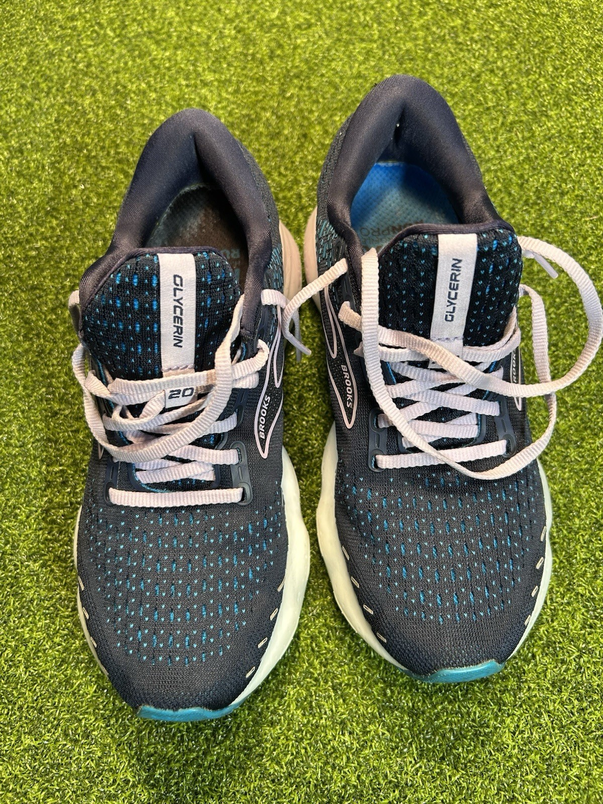 Brooks Womens Glycerin 20 Navy Peacoat Lilac Running Shoes Size 8 Cur Rex Insole