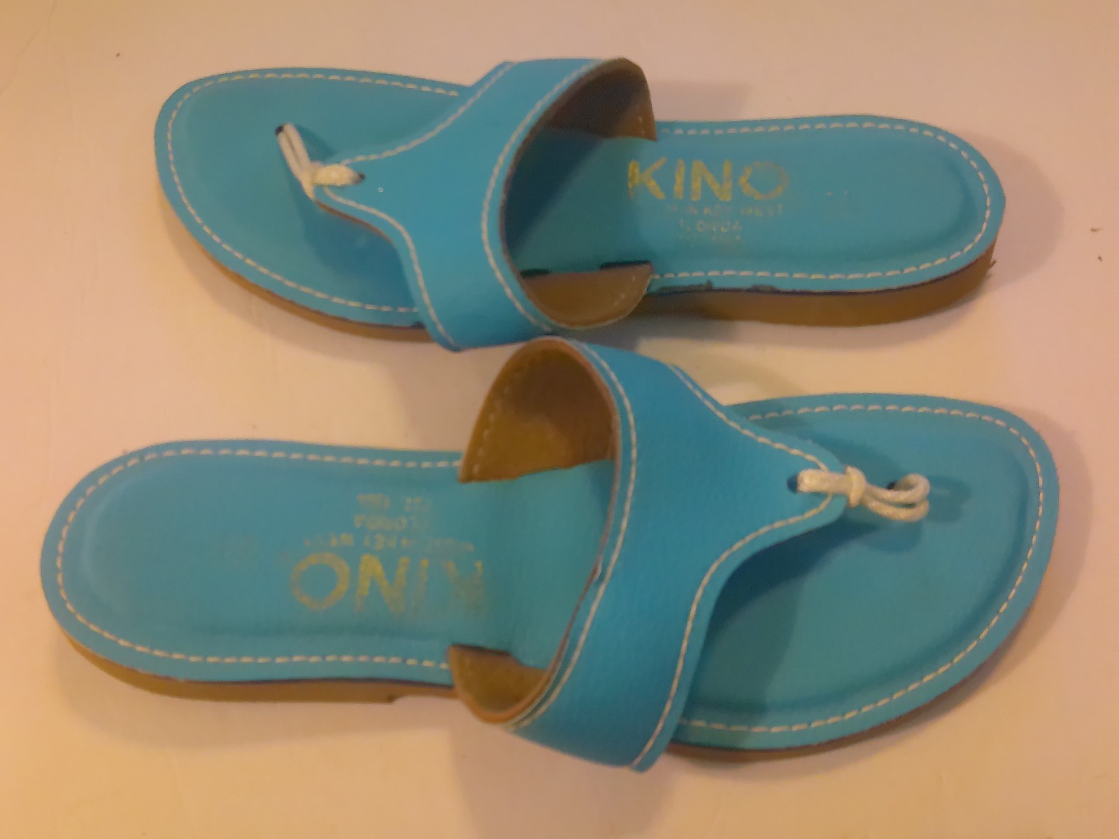 Women’s KINO leather thong sandal KEY WEST Handmade Aqua Size 11