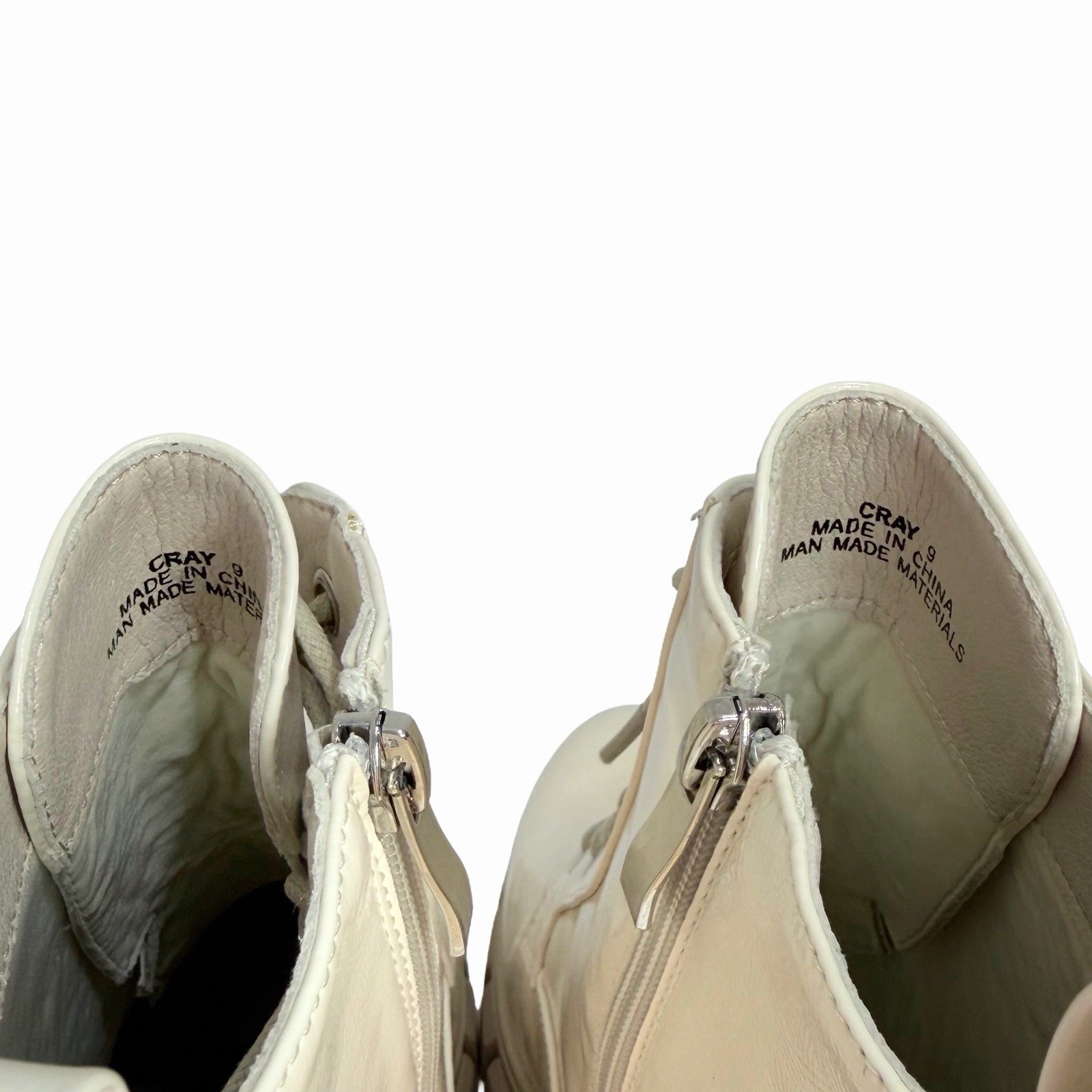Hey Girl by Corkys Cray Combat Boots Women’s Size 9 Ivory Patent Lug Sole Zip