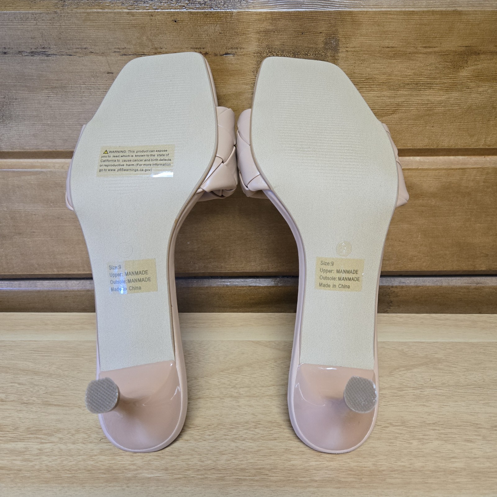 Olivia Miller Half Moon Braided Dress Slide Sandals Kitten Heel Size 9 Tan