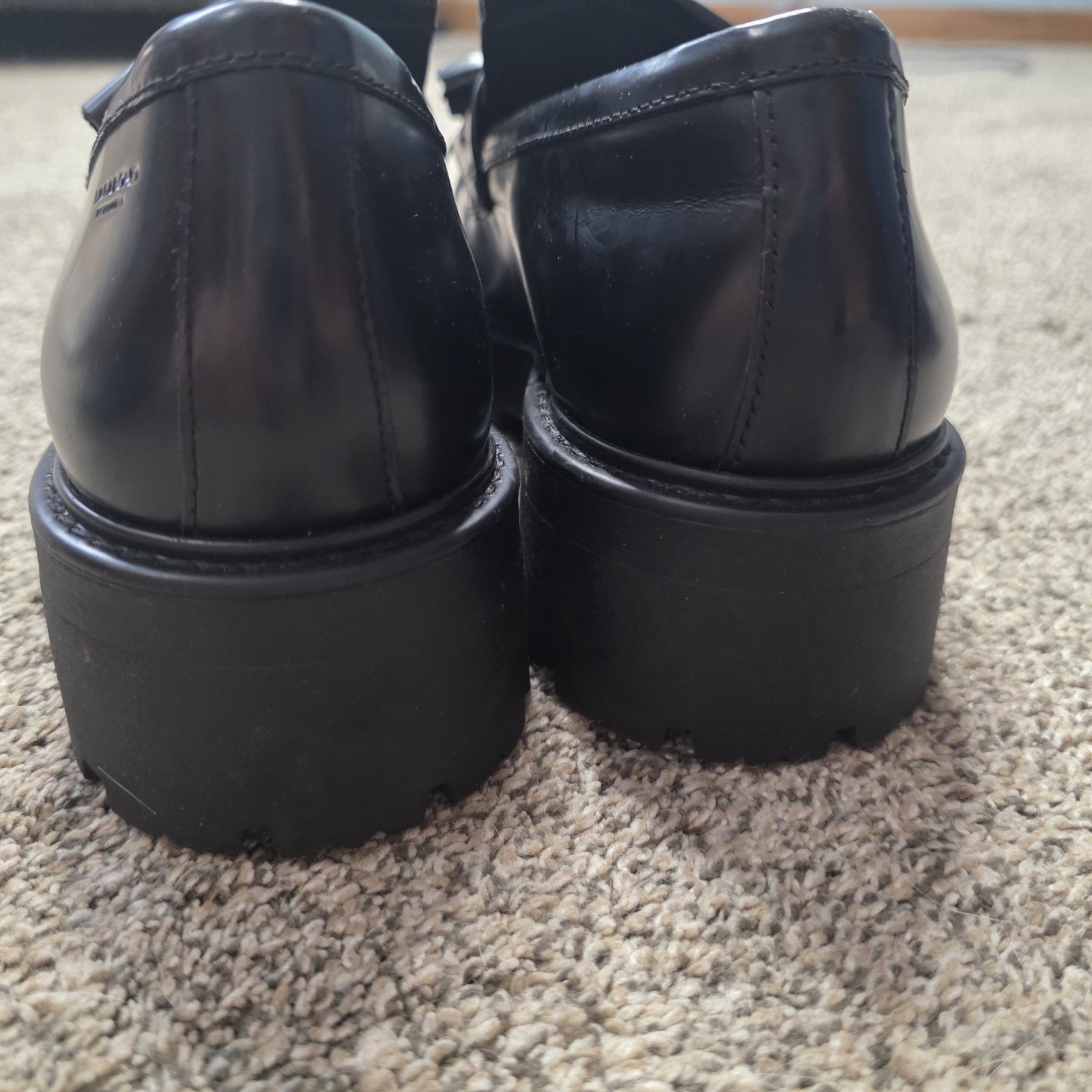 Vagabond Shoemakers Tassel Platform Loafers Size 10 Black Leather Chunky Retro
