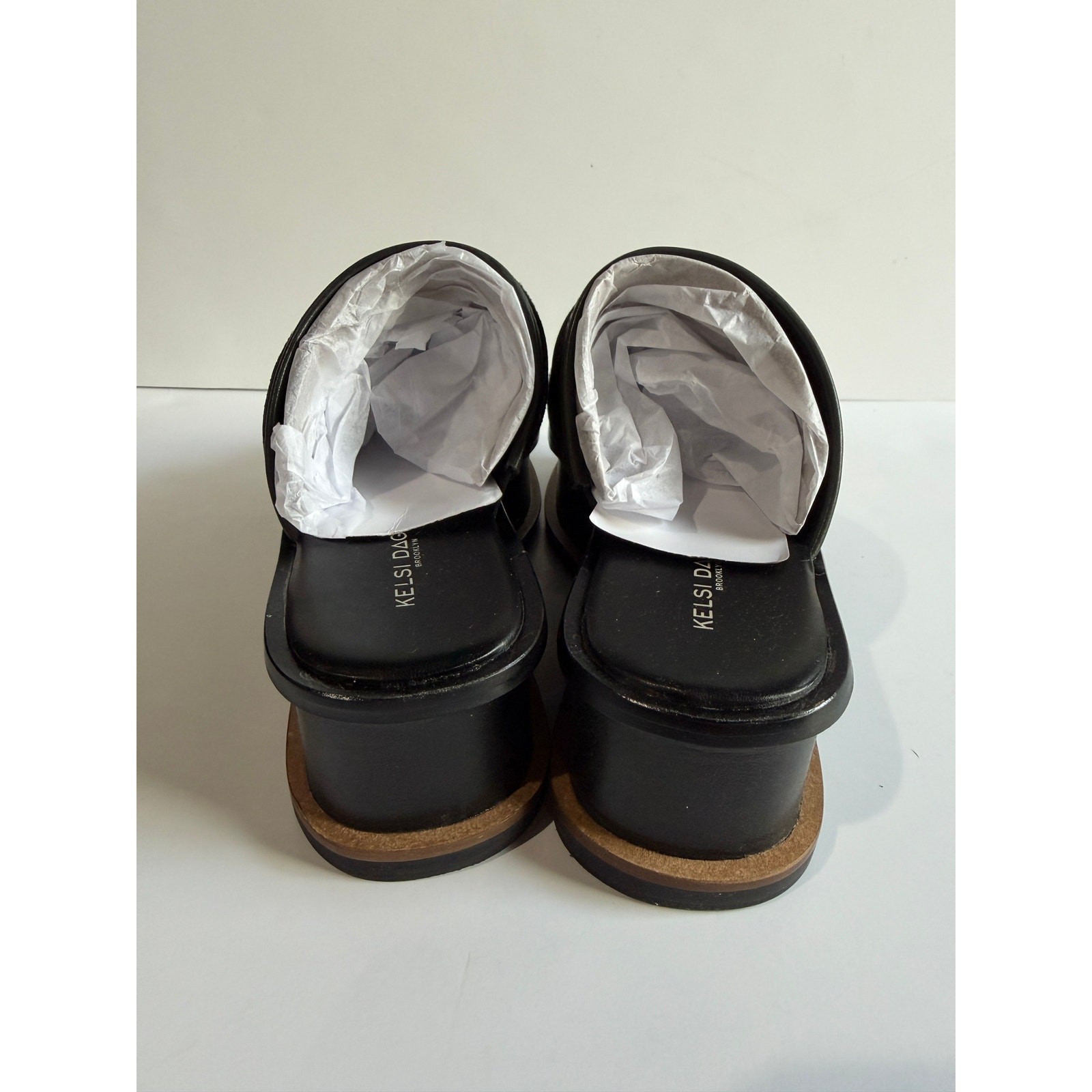 Kelsi Dagger Brooklyn Drift Platform Slide Sandals Leather Black Sz 7 NEW