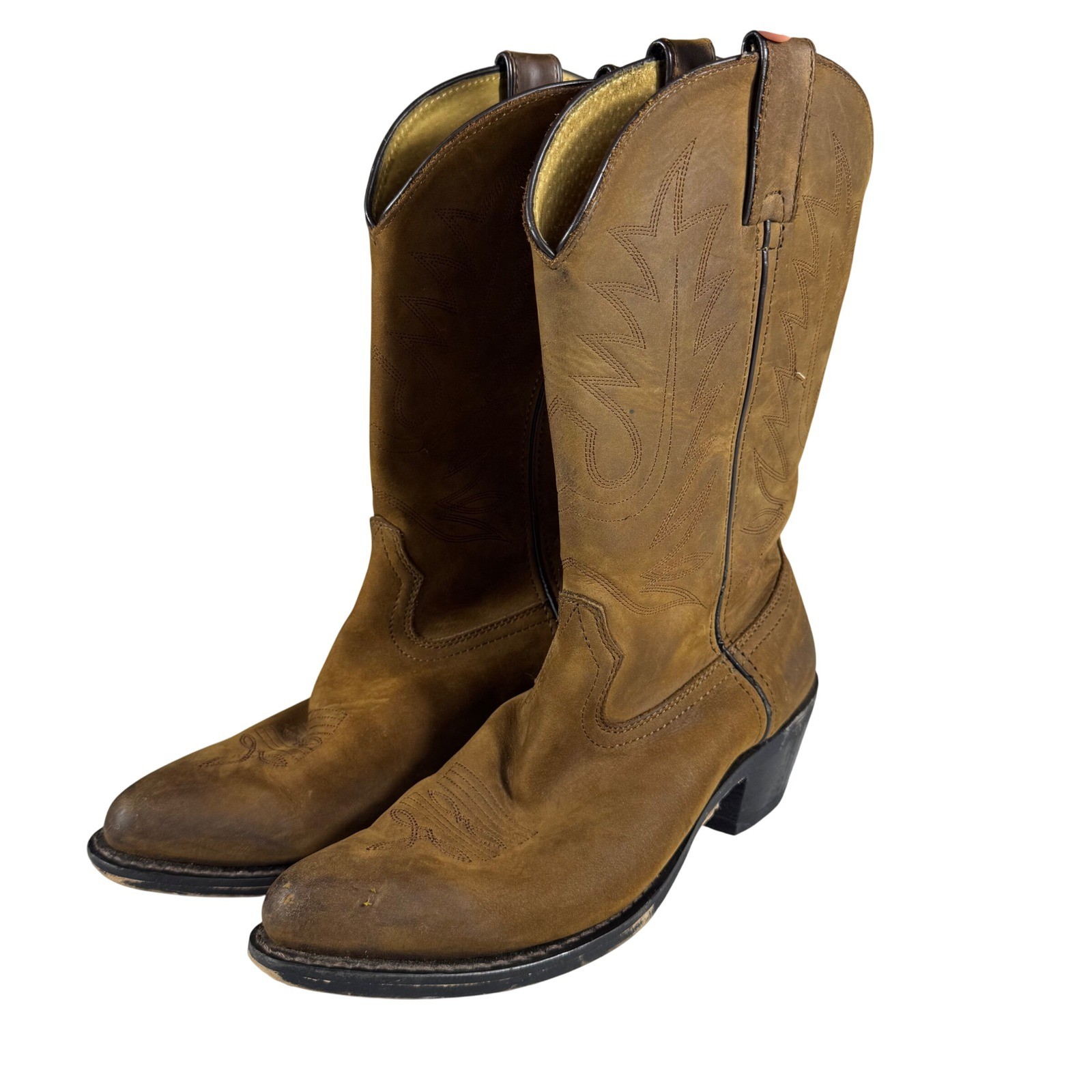 Western Boho Chic Durango Women’s 9M 11″ Tan Leather Cowboy Boots Pointed Toe
