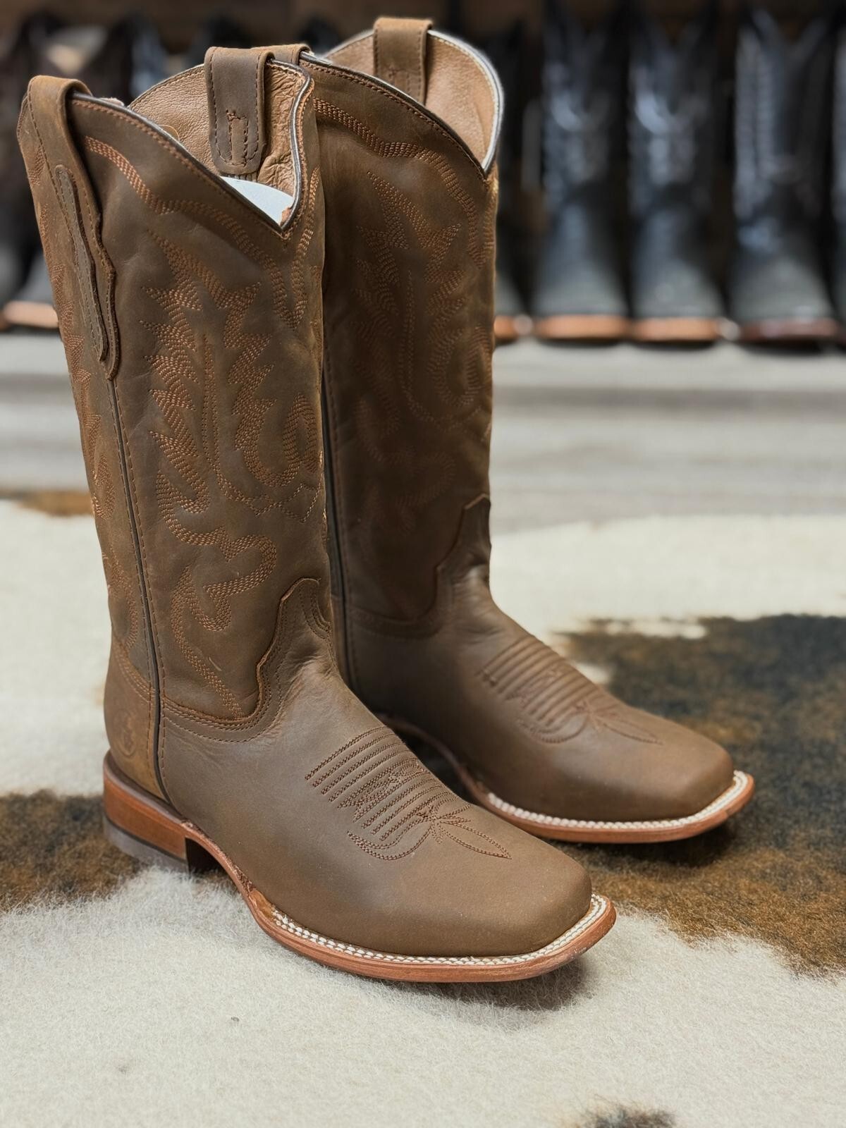 WOMEN’S COWGIRL WESTERN SQUARED TOE BOOTS SMOOTH LEATHER 072 JAYLIN TAN RANCH