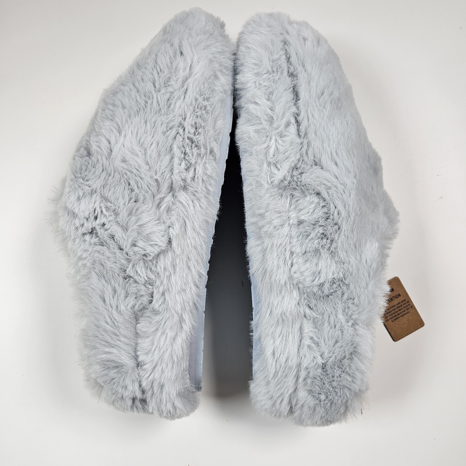 NEW SKIMS Faux Fur Slippers Gray Sz 39 Comfy Lounge Fluffy Cozy