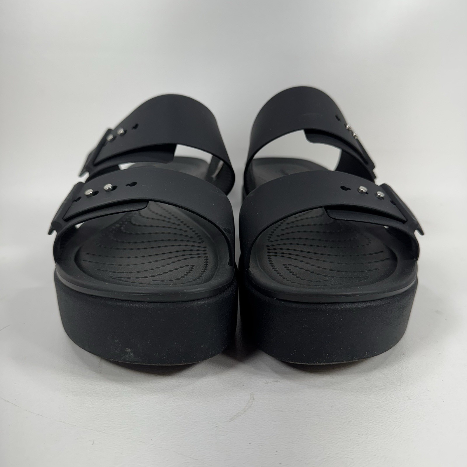 Crocs Brooklyn Buckle Low Wedge Platform Slide Sandals Black Women’s Size 11