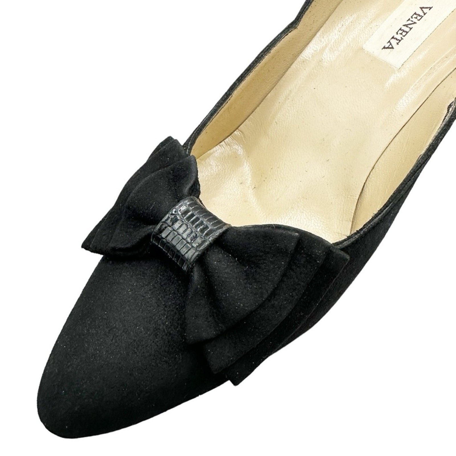 Bottega Veneta Black Suede Bow 3” Heels Pumps Shoe Classic Designer Italy 7AA