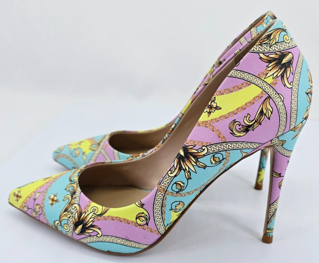 ALDO Stessy Multi Lavender Yellow Aqua Size 8 Women’s 4.25” High Heel Pumps