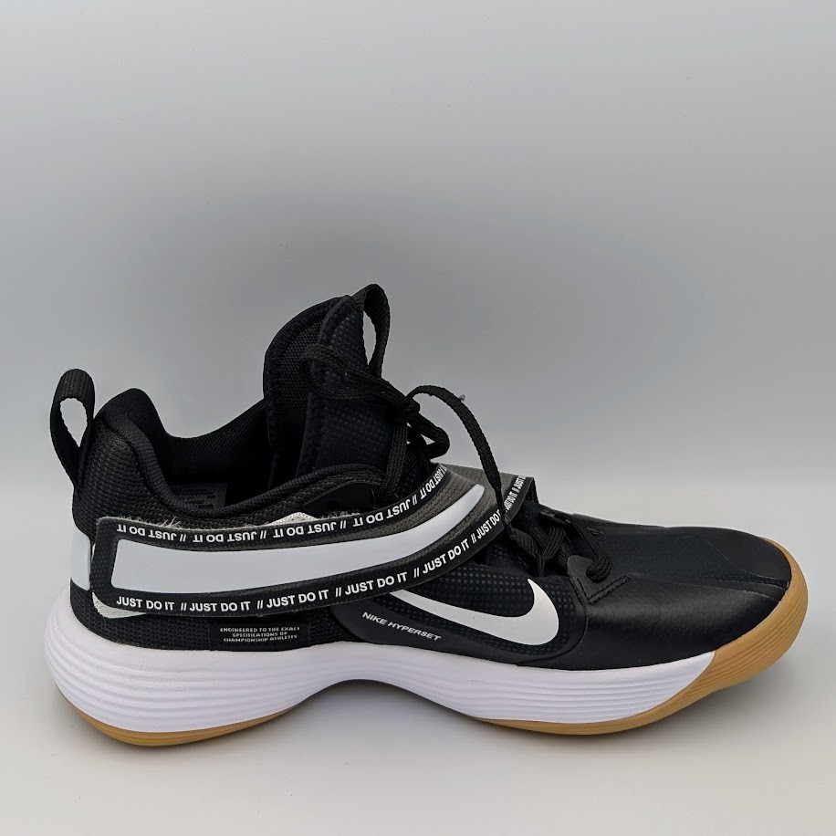 Size 10.5 Nike React HyperSet Volleyball Shoes Black/White Gum CI2955-010 unisex
