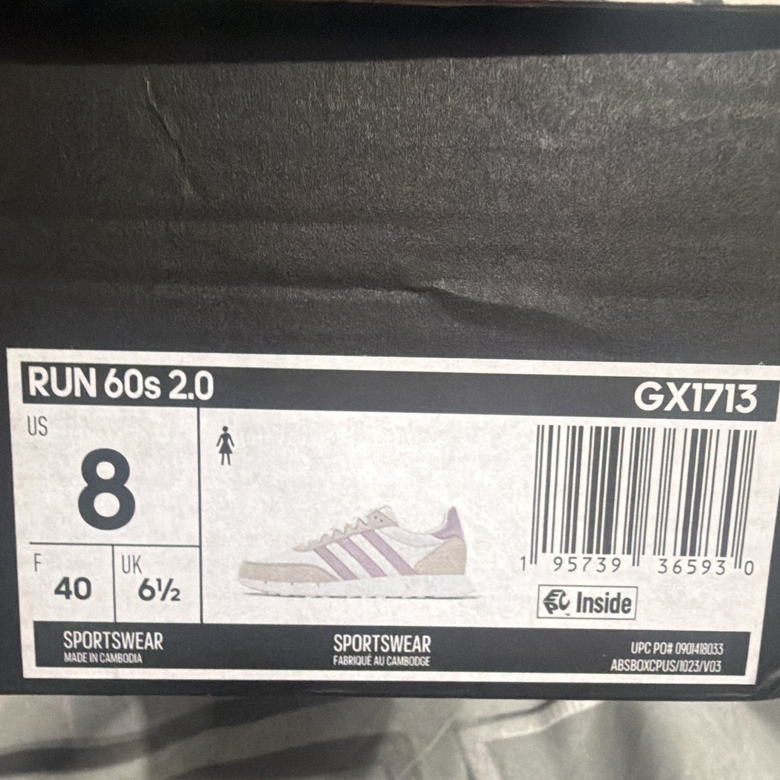 adidas Run 60s 2.0 Women’s Athletic Sneakers Low Top Lace Up White/Purple GX1713