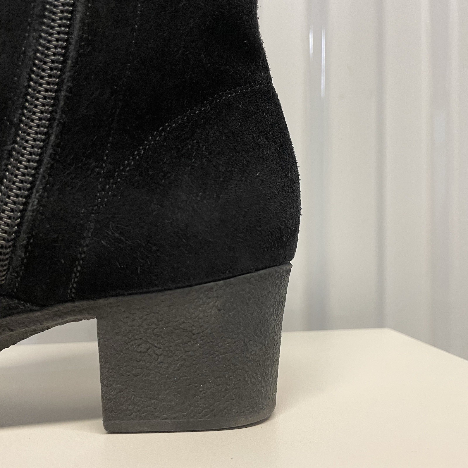 Vintage 90s Ferragamo Black Suede Logo Ankle Boots Women’s 5.5 B