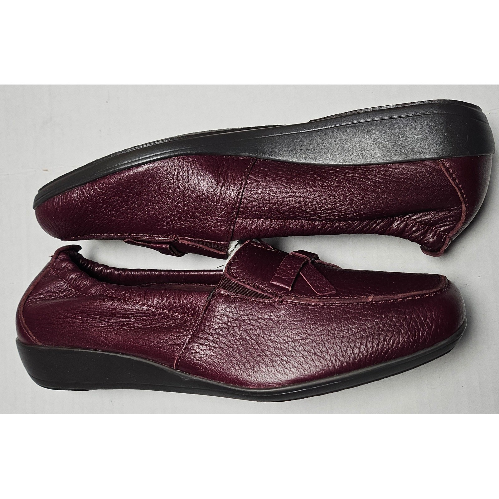 Vitaform Plum Red Leather Loafer Flats Bow Comfort Shoes Womens EU 42/US 12