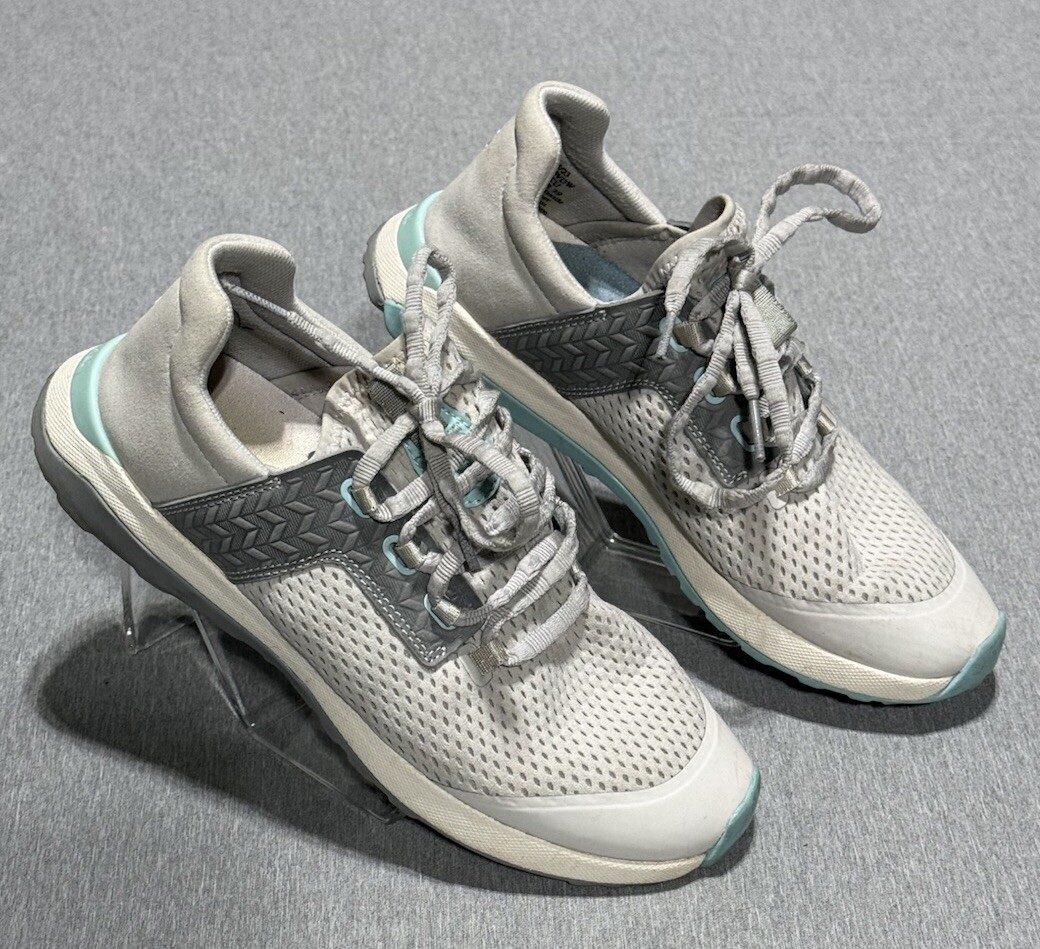 OluKai Wailuku Off White Gray Suede Mesh Comfort Sneakers Womens Size 9