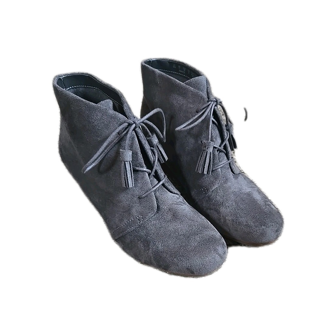 Wedge Boots Stucco Gray Suede Size 9W Wide Lace Up Boots Dr. Scholls Dakota