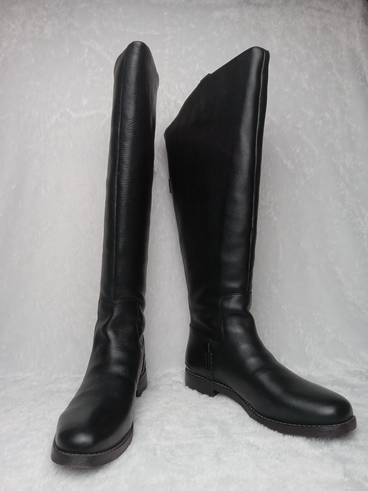 Franco Sarto Sz 8.5 M L-Meyer Black Leather Knee-High Riding Boots Womens 8 1/2