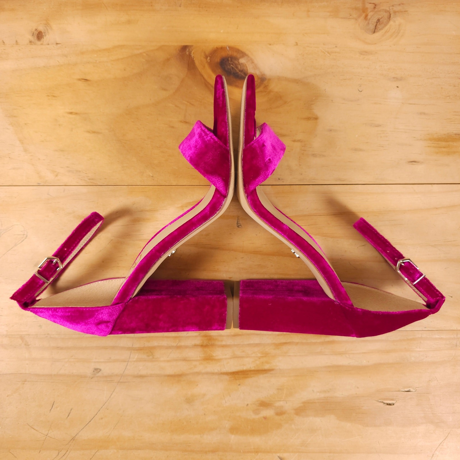 Sam Edelman Yaro Velvet Block Heel Sandals Raspberry Pink 7.5
