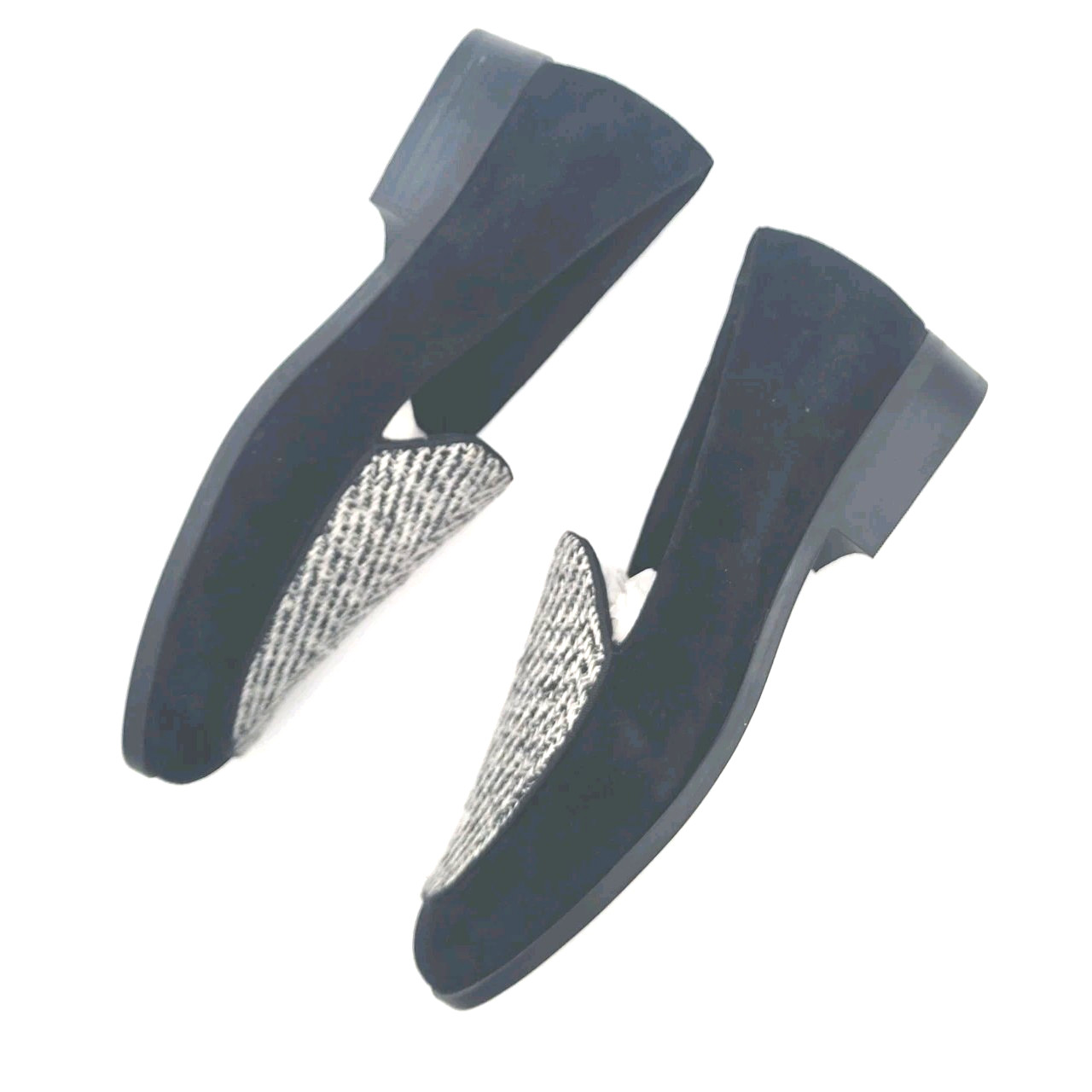 Evolve Easy Spirit Pip8 Women Size 8M Black Suede Loafer Marbled Grosgrain Top