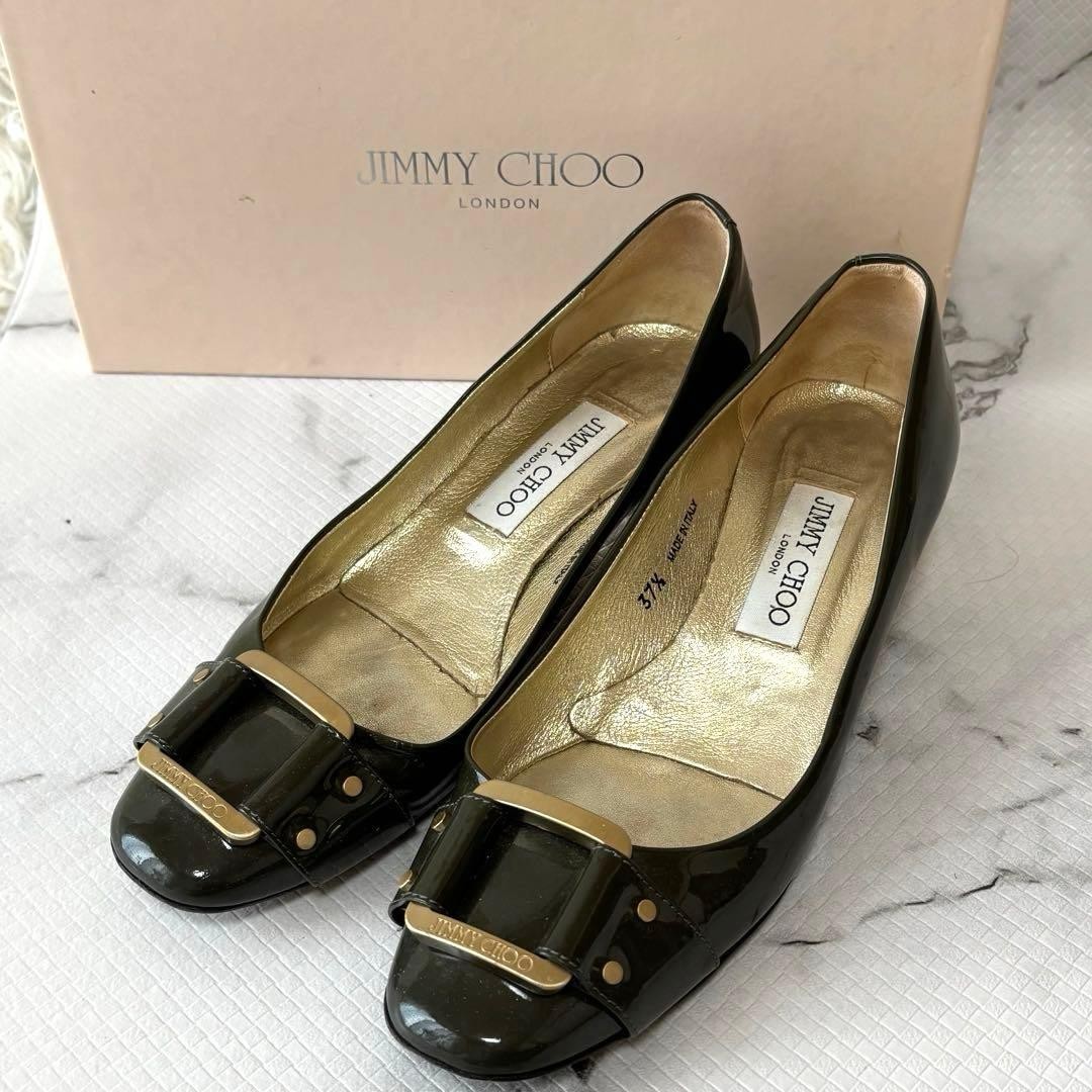 Good Condition Jimmy Choo Patent Leather Pumps Smoke 37.5 with Box