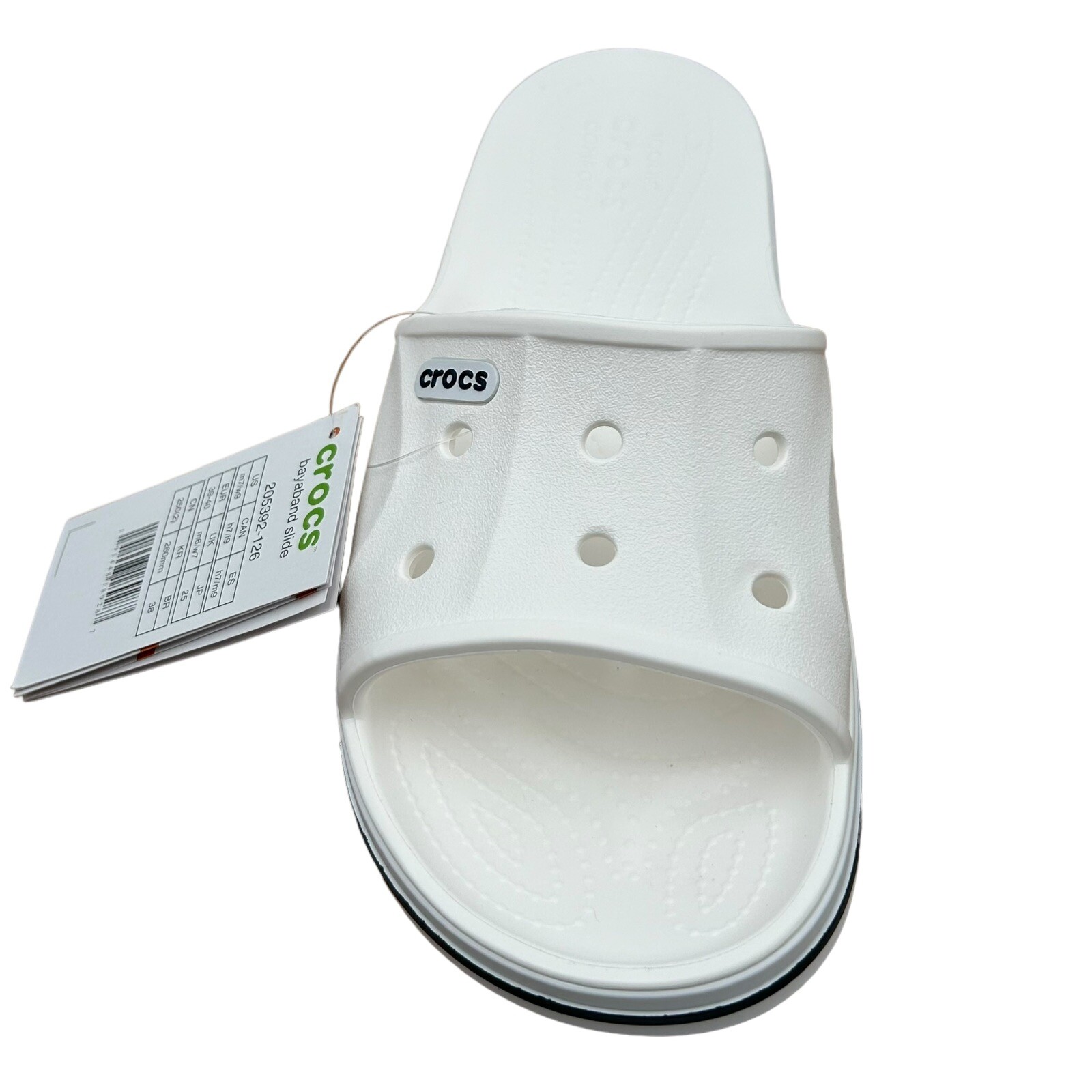 Crocs Slide Sandals Women’s Size 9/Men’s 7 White/Navy Water Friendly Lightweight