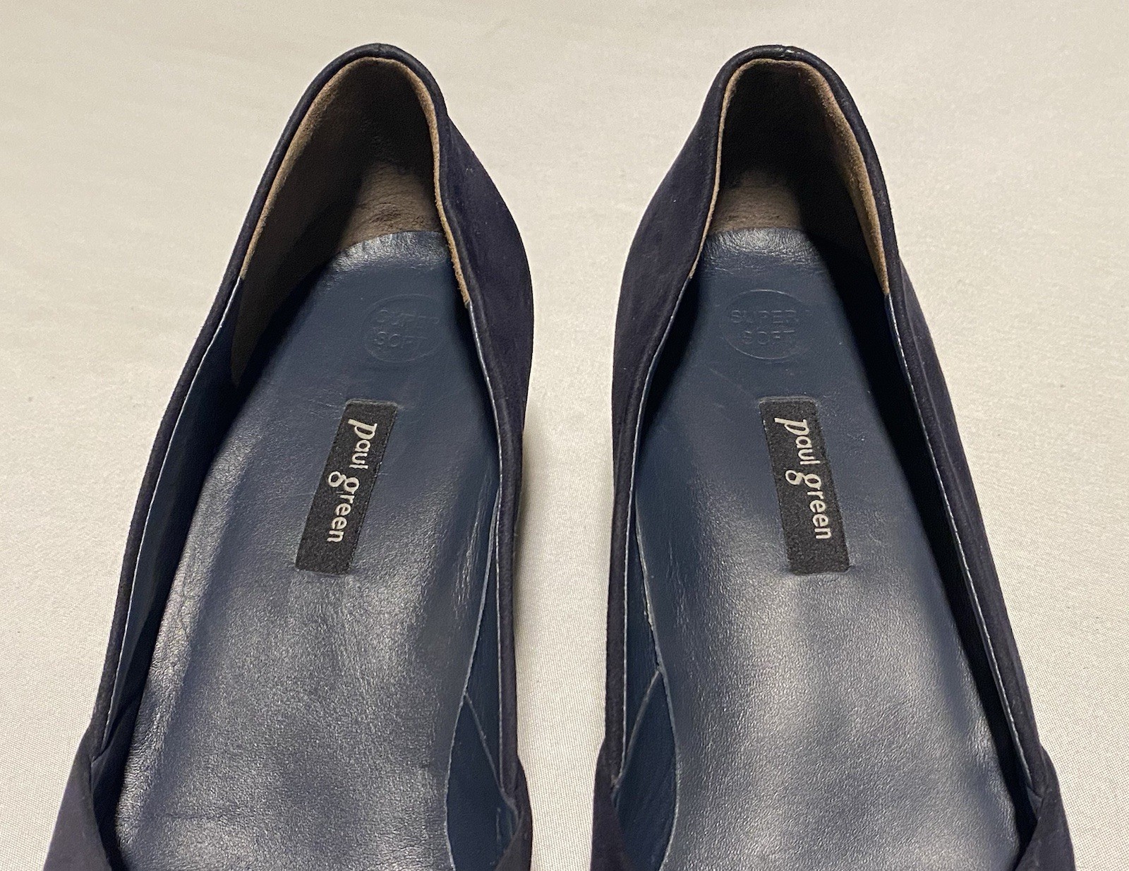 Paul Green Suede Navy Pointed Pumps BlockHeel Women Shoes UK6/US8.5 Made Austria