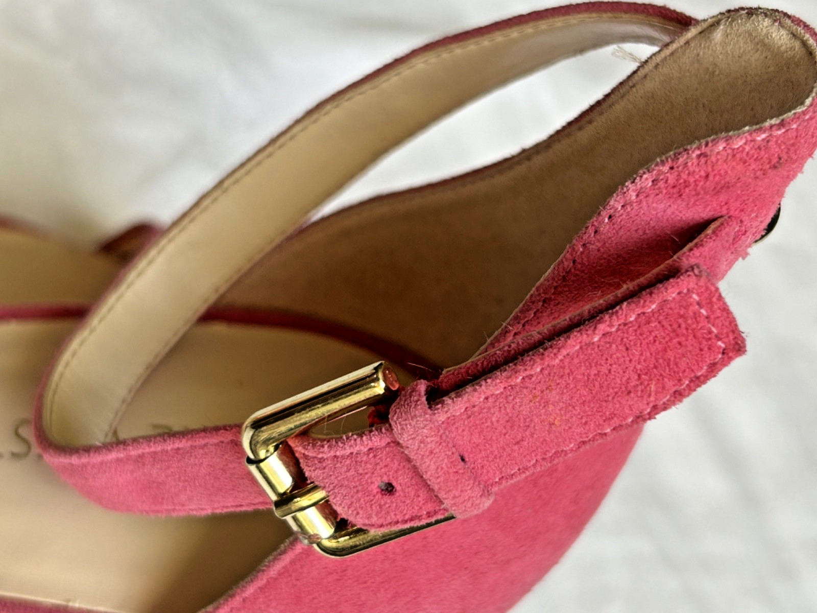 NINE WEST Fuchsia Pink Leather Strapped Heels Sandal Stiletto Heel Womens 11M