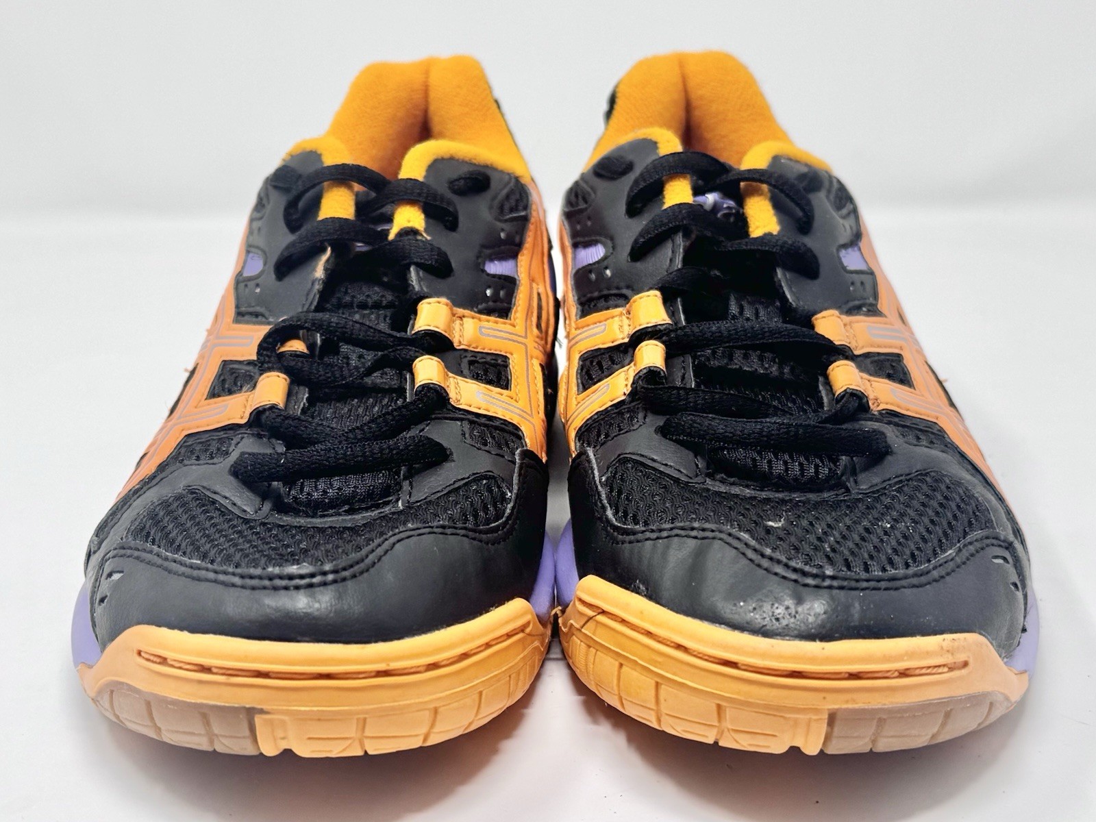 Women’s Asics Gel-Rocket Black Mango Purple Tennis Shoes B257Q sz 6