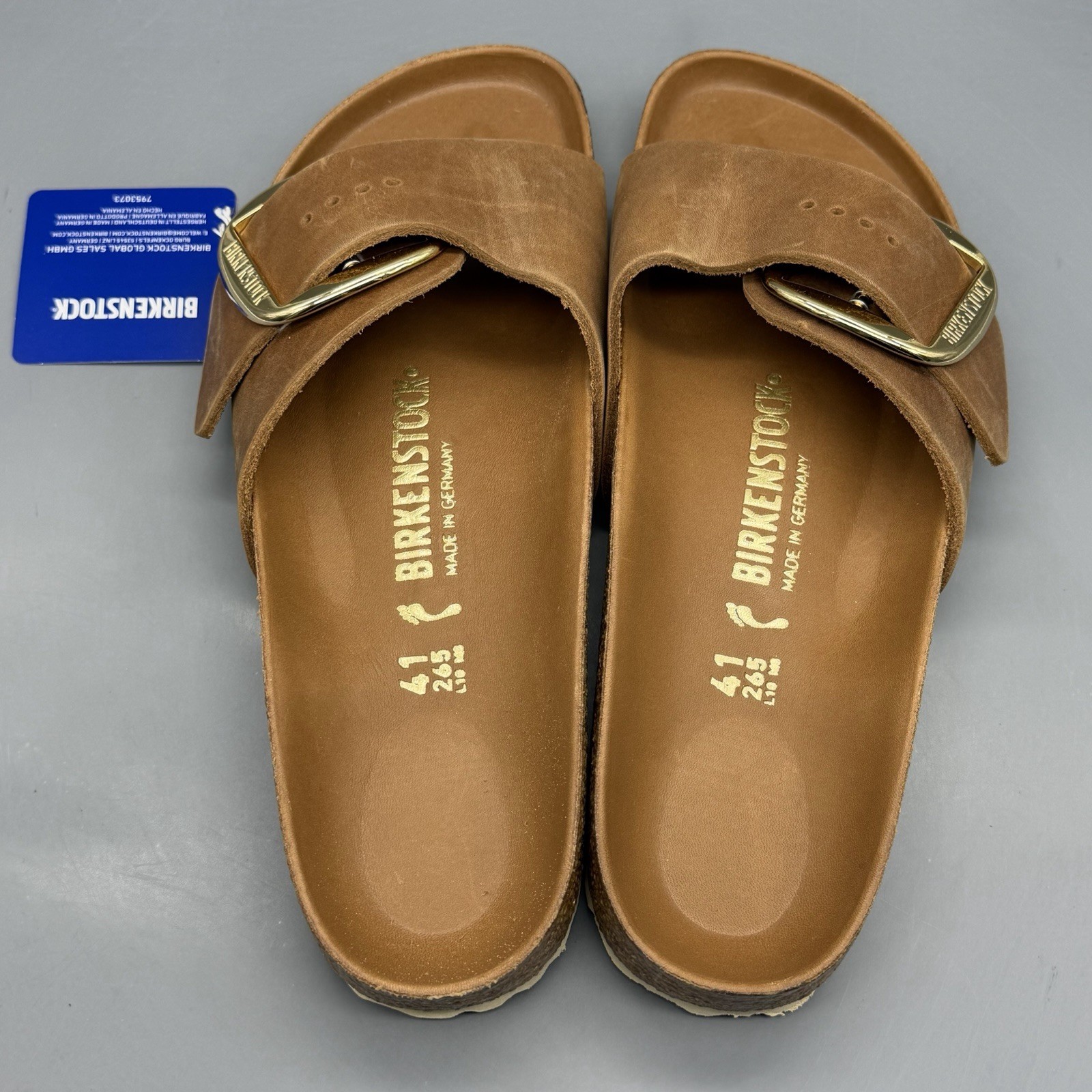 Birkenstock Madrid Big Buckle Women’s EU 41 US 10 Leather Sandal Cognac Narrow