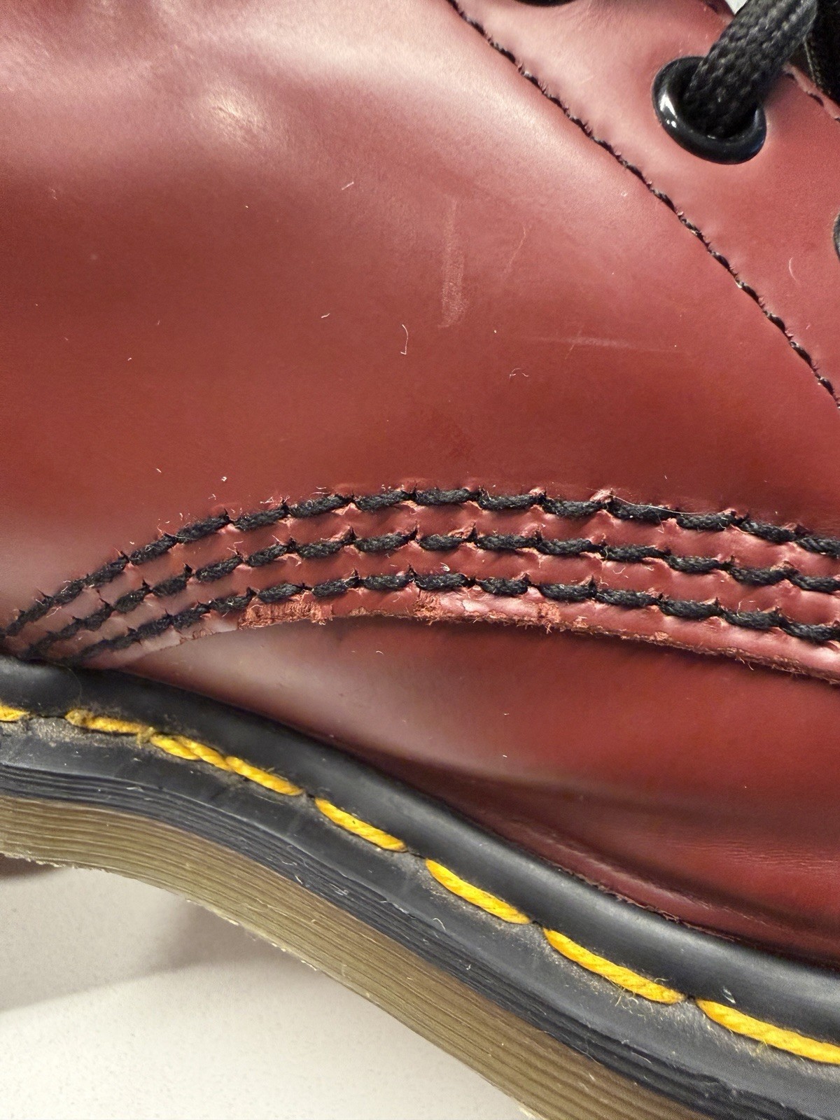 Dr. Martens 1460 Burgundy Leather Combat Boots AW004 – Cherry Red, Womens US 8