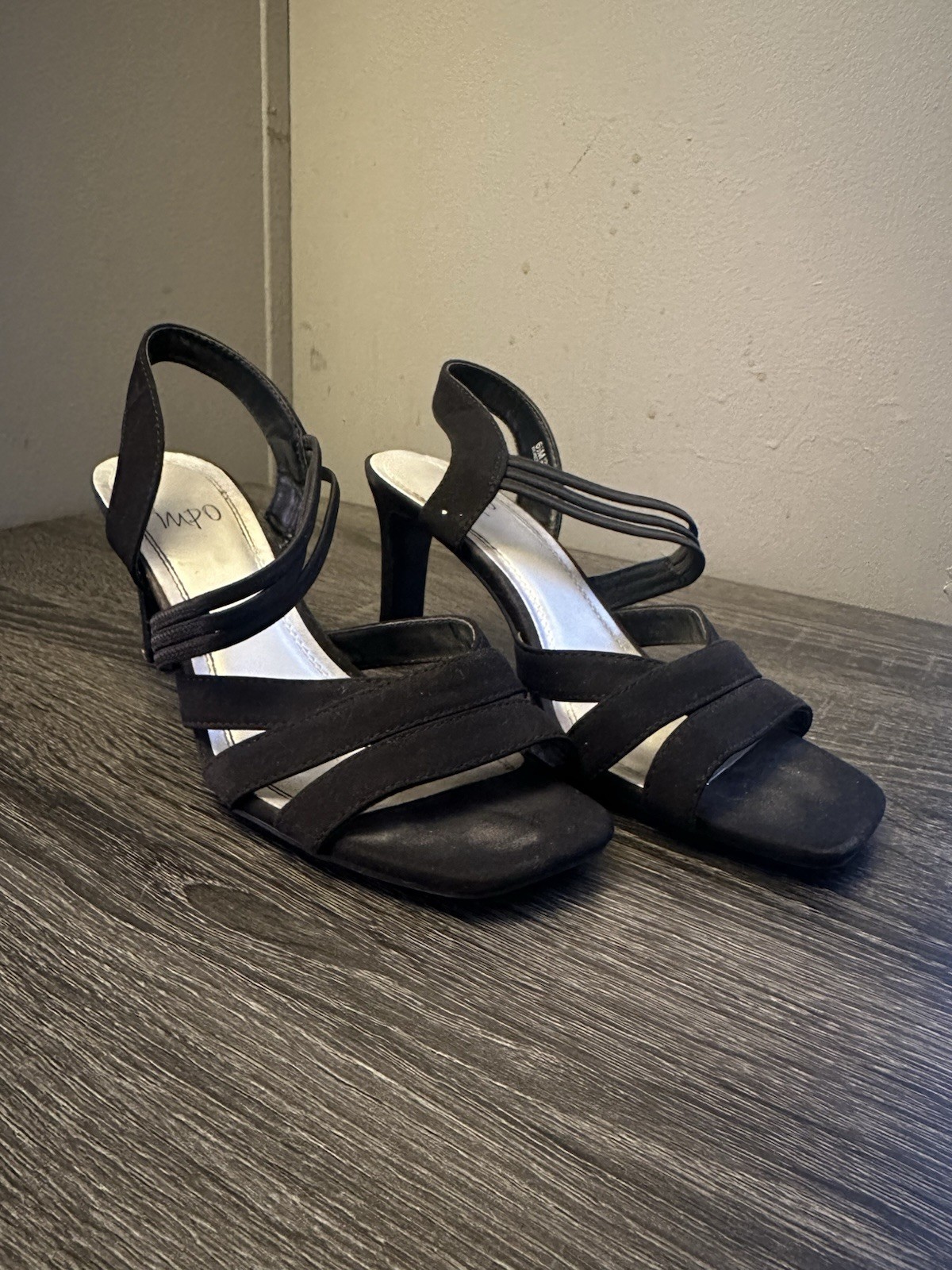 MPO Women’s Black Strappy Slingback Heels Size 6.5M Dress Sandals Evening Shoes