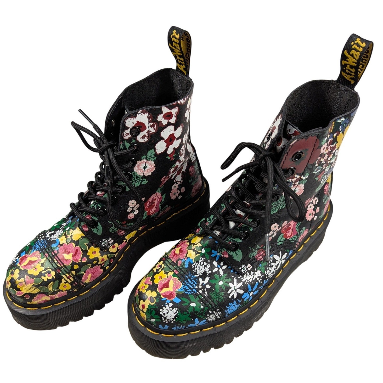 Dr. Martens Sinclair Wanderlust Floral Platform Boots Black Multi US 7 L AW004