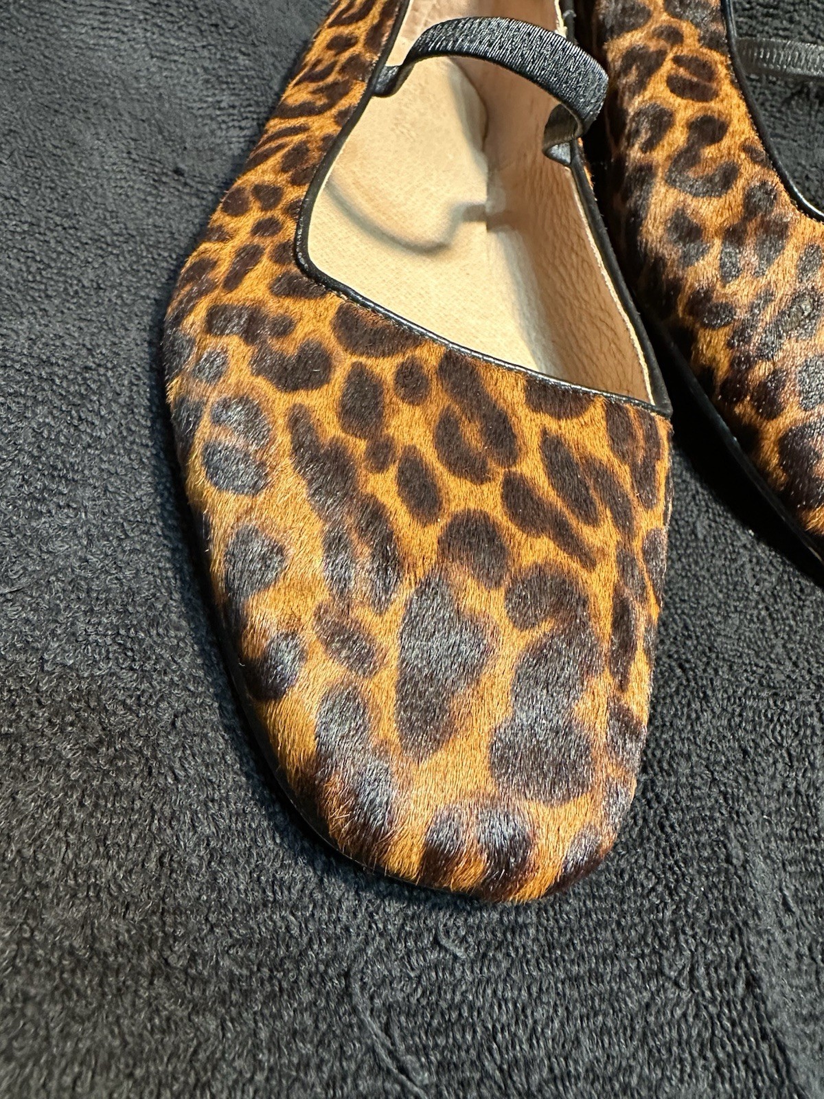 MADEWELL Greta Ballet Mary Jane Flats Square Toe Calf Skin Leopard Women’s 10.5