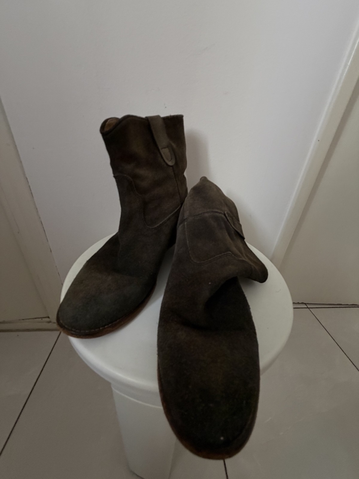ISABEL MARANT-boots susee- suede-wedges- faded black- 42