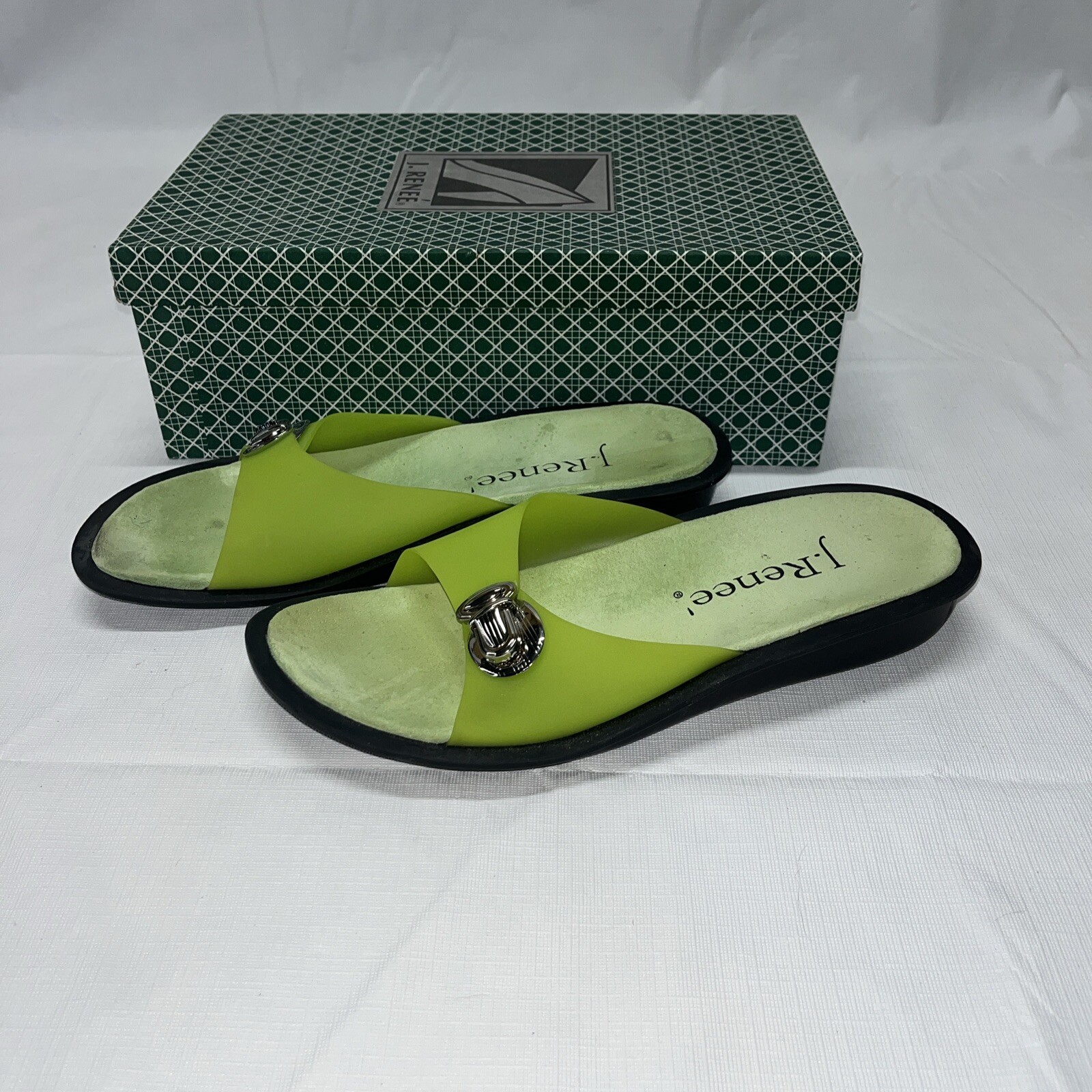 J. Renee Sandal Womens 8 Lime Green Jelly Gummi Bear Opaqu Slip On Shoes Vintage