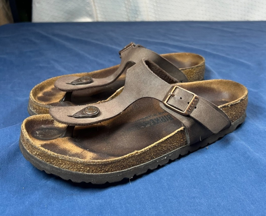Womens 36 Birkenstock Gizeh Brown T Strap Sandals Thong Straps Comfy Germany Toe