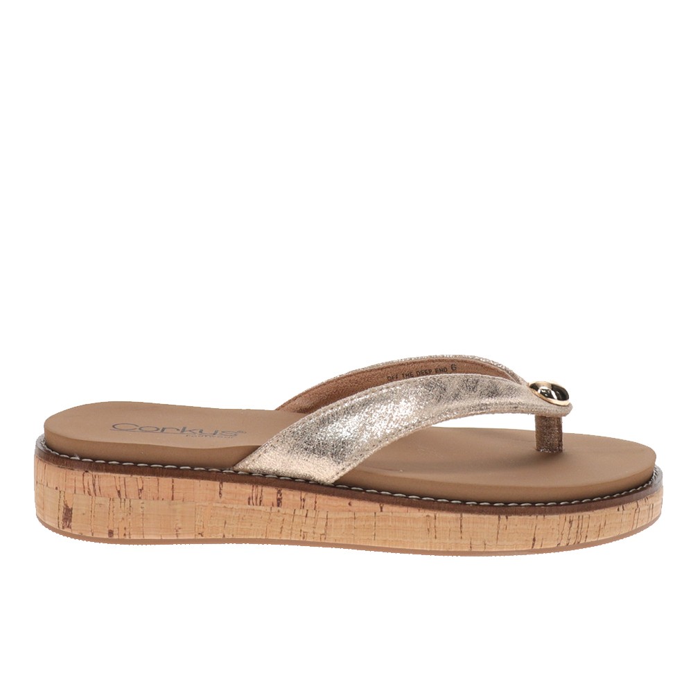 Corkys Off The Deep End Flip Flops Womens Gold Casual Sandals 41-0737-GOLD