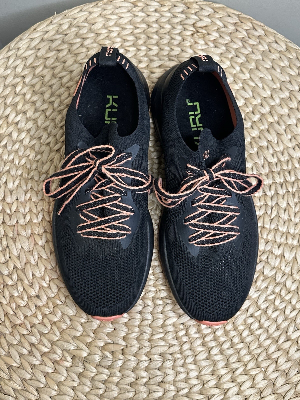 KURU FLUX Black-SoftCoral NOVAKnit EVA Foam Running Shoes Women’s 9.5 Sneakers