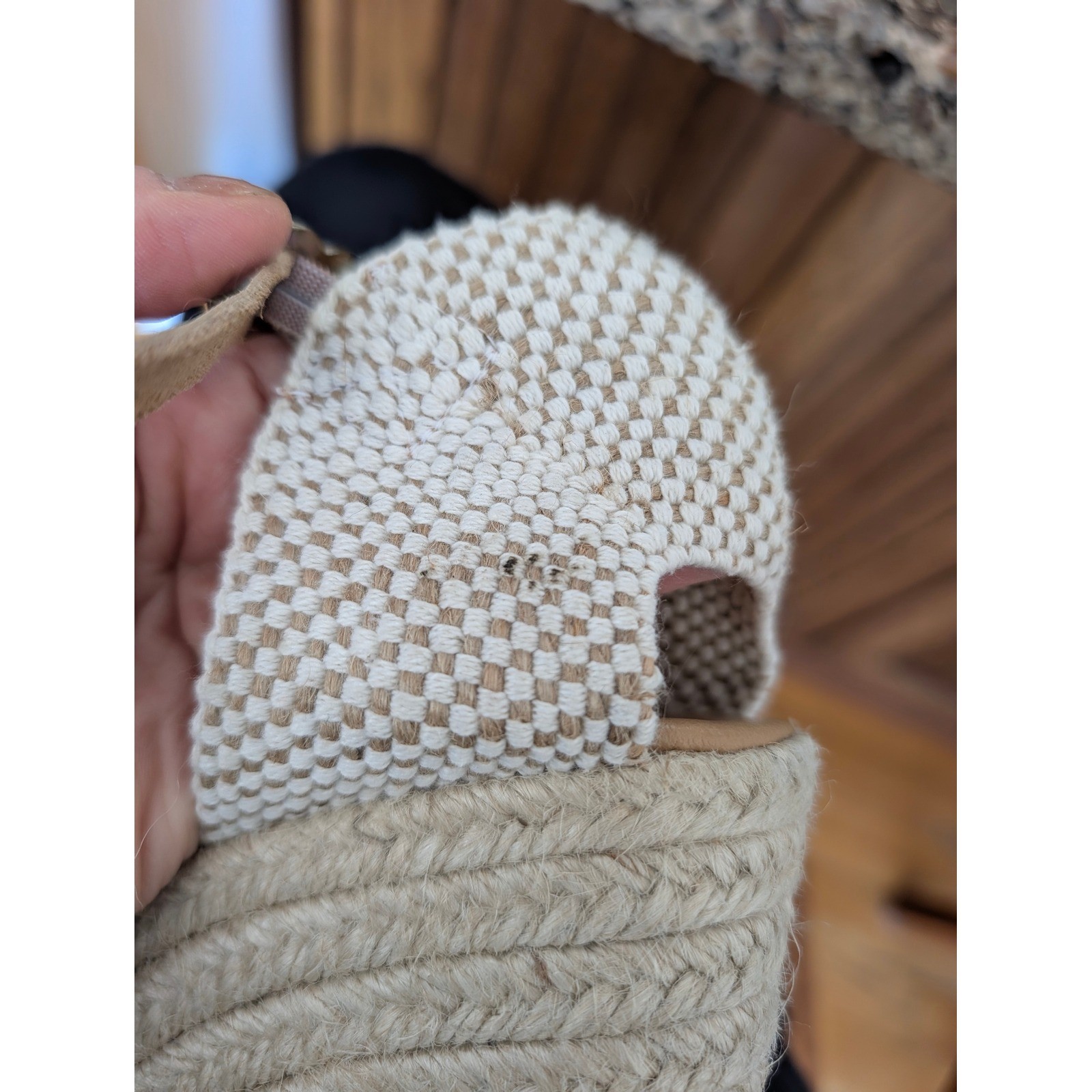 Maypol Espadrille Wedge Floral Eyelet Tan Brown Jute 41 Womens Made in Spain
